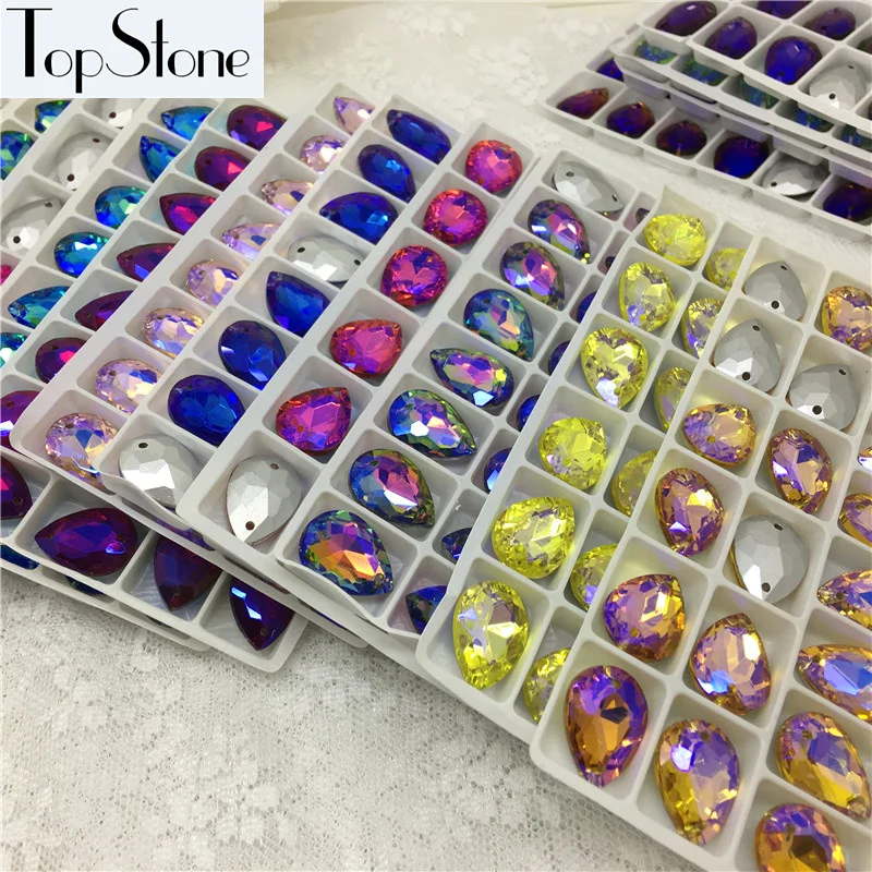 TopStone хрустальные стеклянные острые шитые свободные бусины цвета AB капли для
