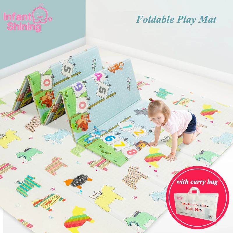 Детский Блестящий складной игровой коврик 180X200 см/71X79IN детский игровой коврик 1 см/0.4IN толщина ковер с рисунком водонепроницаемый Противоскользящий коврик