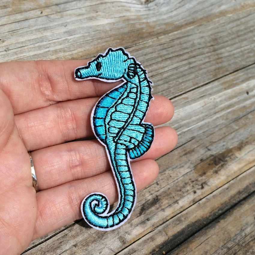 Seahorse заплатки в виде животных для одежды утюжок вышивки пришивная симпатичная