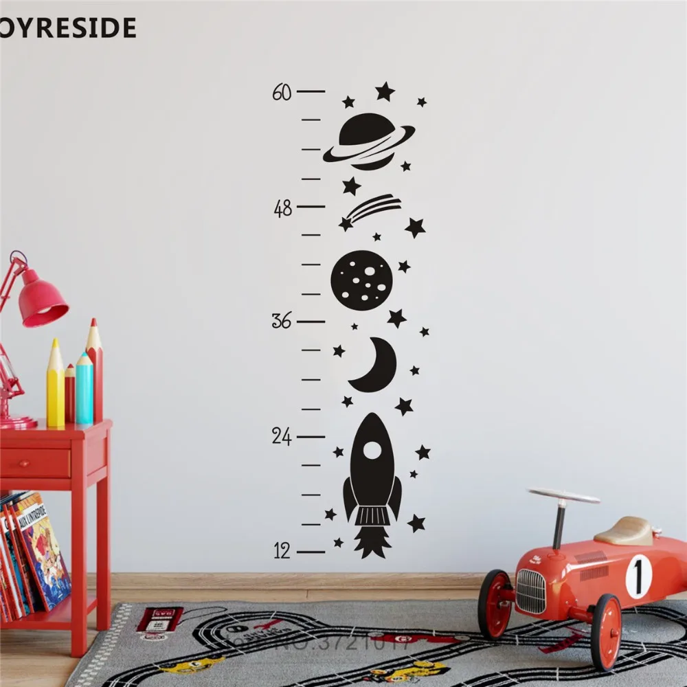 

Cute Rocket Little Panet Boys Room Wall Decals Height Ruler Kids Grow Up Art Decoration Wall Sticker Vinyl Decal Children YMX34