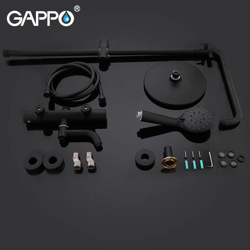 Душевая система GAPPO для ванной комнаты черный набор смесители душа и ванны - Фото №1
