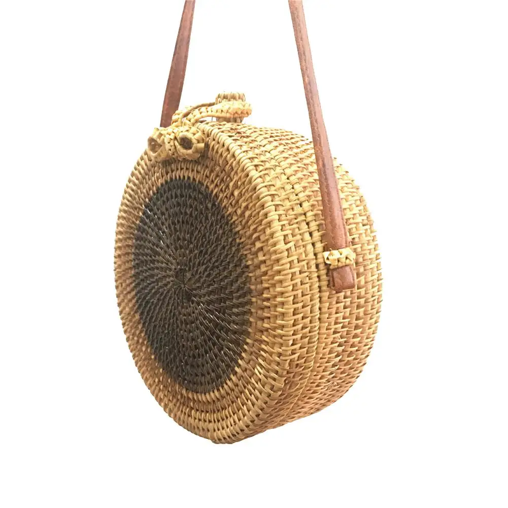 Плетеный мешок из ротанга с бантом Ins стильная тканая сумка через плечо в