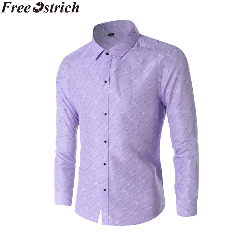 Мужская летняя рубашка с длинным рукавом облегающая Повседневная деловая