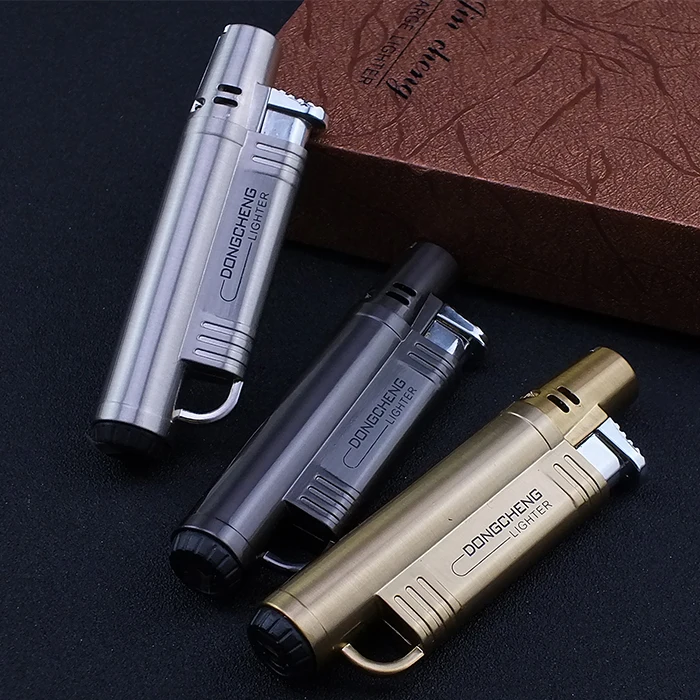 

Portable metal compound straight at welding torch windproof lighters personality, metal lighters thin