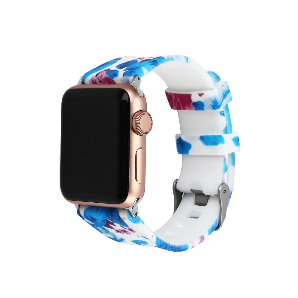Ремешок силиконовый для Apple Watch 3 2 1 38 мм 42 резиновый браслет смарт часов серии 4 40 44