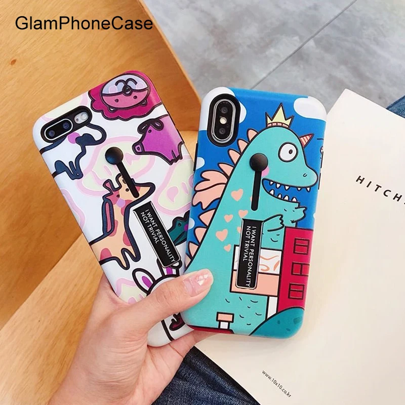 Чехол для телефона GlamPhoneCase с милым мультяшным животным кольцом iPhone XS Max чехол XR X 8 7