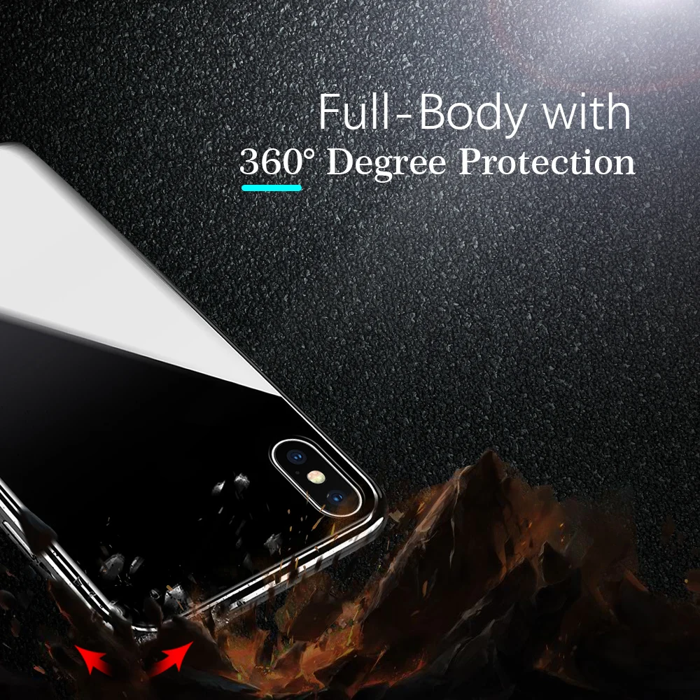 Чехол Ascromy для iPhone 7 360 полное покрытие закаленное противоударное корпуса 8 Plus 6 6S X