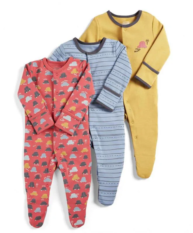 Детские пижамы из хлопка для новорожденных bebe одежда 3 шт Одежда для девочек единорожки Пижама для младенцев Одежда для мальчиков комбинезон для малышей - Цвет: Cloud red yellow