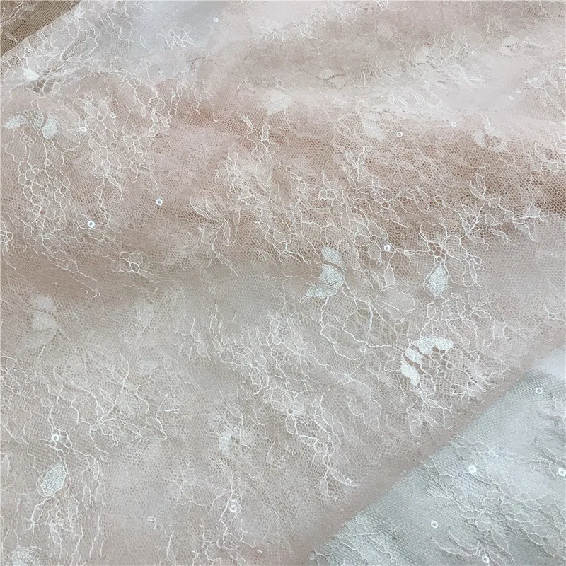 5 ярдов последние розовые французские Шантильи кружева ткань с блестками хорошее