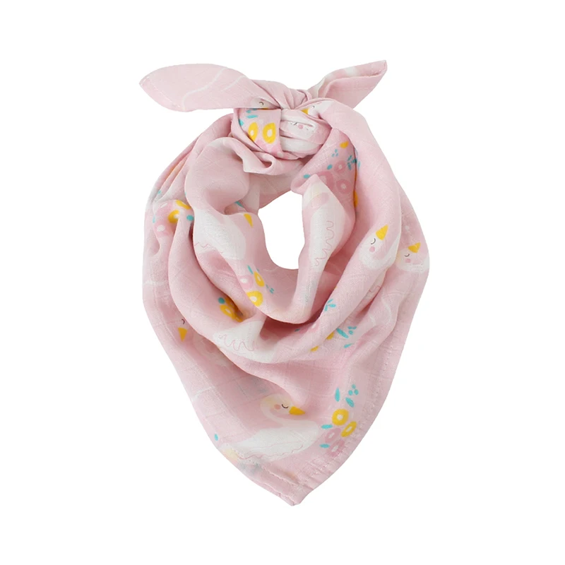 Pink Goose Хлопковое детское полотенце, Детские муслиновые одеяла 60x60 см, супер мягкий нагрудник для новорожденных, Двухслойное Марлевое банное полотенце, детский шарф - Цвет: Pink Goose