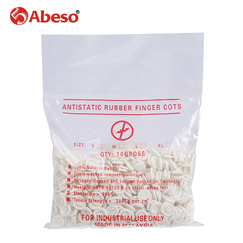 100/1000PCs ABESO Antistatic durable white latex finger cots safety gloves antislip for chalk Electronic A7212 | Безопасность и