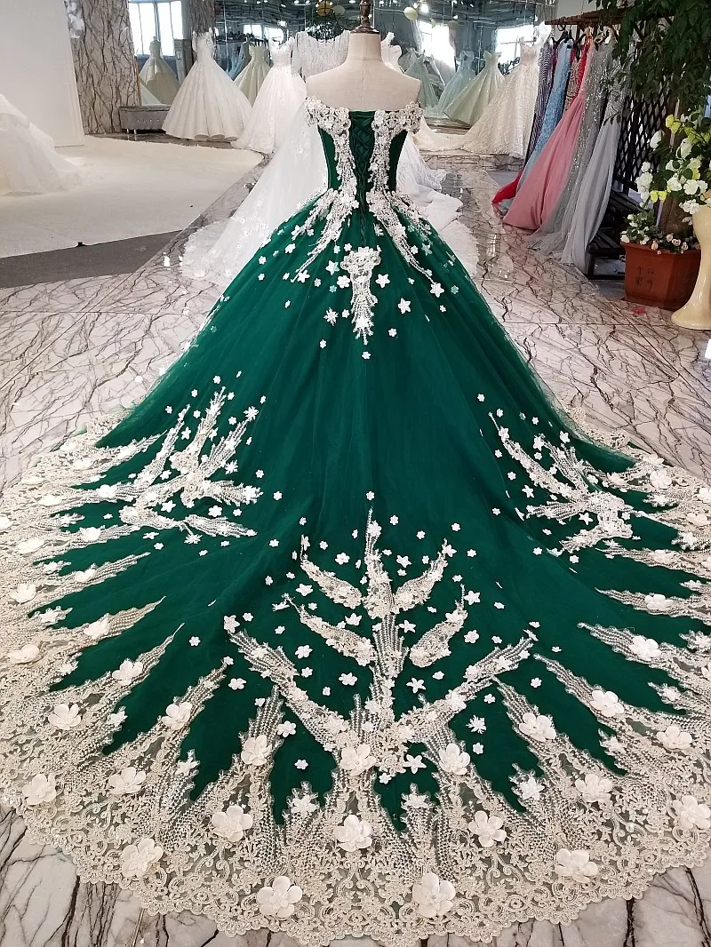 2018 New High-end Evening Dress Banquet Luxury Green Red Lace Appliques Beading Party Ball Gown Custom Formal Dresses Custom