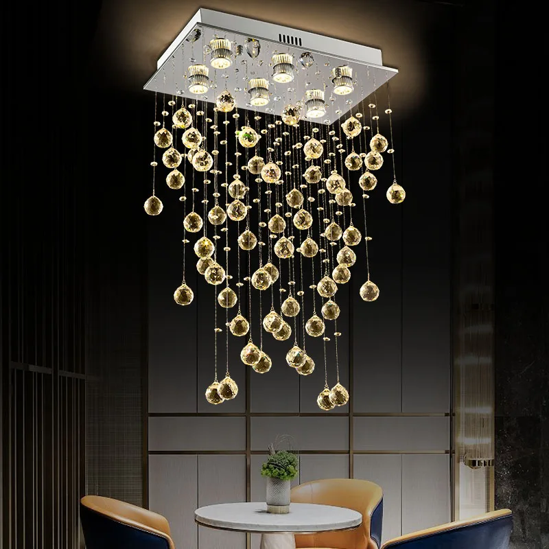 Tubor modern raindrop rectangle Crystal ceiling lamp For Living Room bedroom lights LED lighting fixtures AC110-220V | Освещение