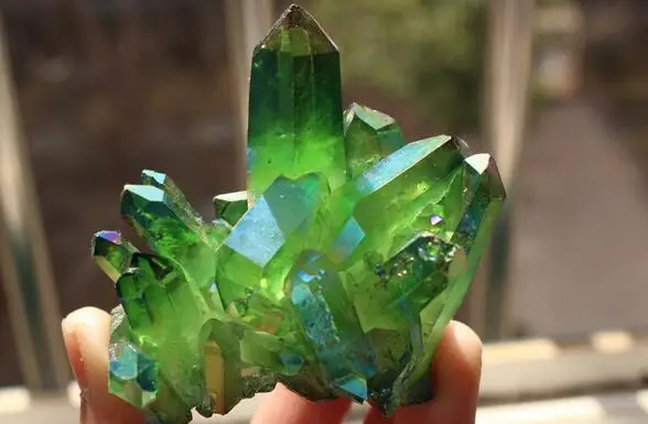 PRETTY Aura Quartz Crystal Bismuth Titanium Silicon скопления образцов | Дом и сад