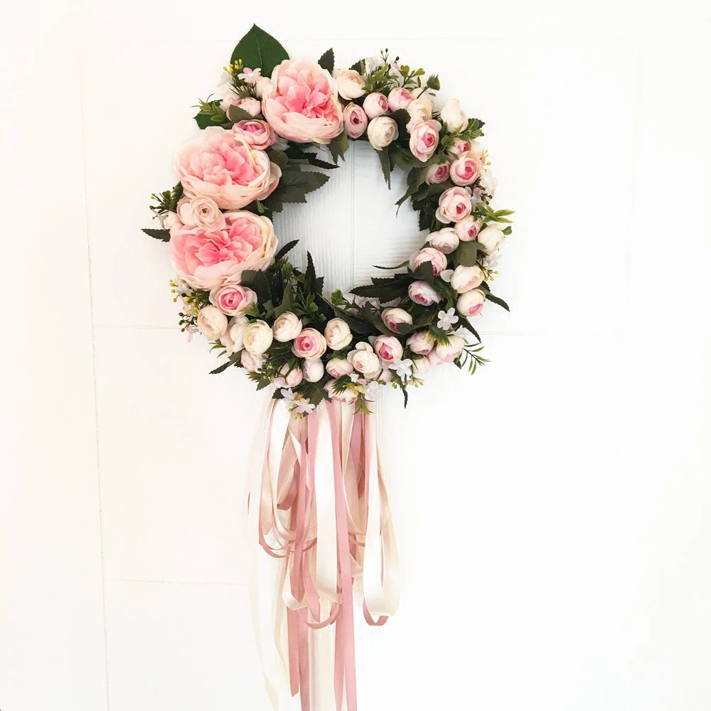 Европейский стиль имитация цветов розы дверь венок и швабра зеркальное