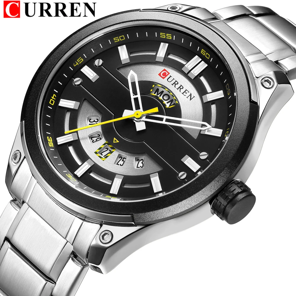 

Relojes CURREN 2018 часы мужские модные кварцевые мужские часы с календарем нержавеющая сталь бизнес водонепроницаемый erkek kol saati
