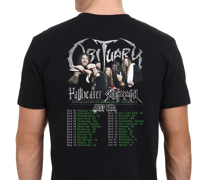 Новинка футболка Obituary Pallbearer Skeleton Witch North Usa Tour 2018 размер S 4Xl|t shirt|shirt tshirt t shirt |