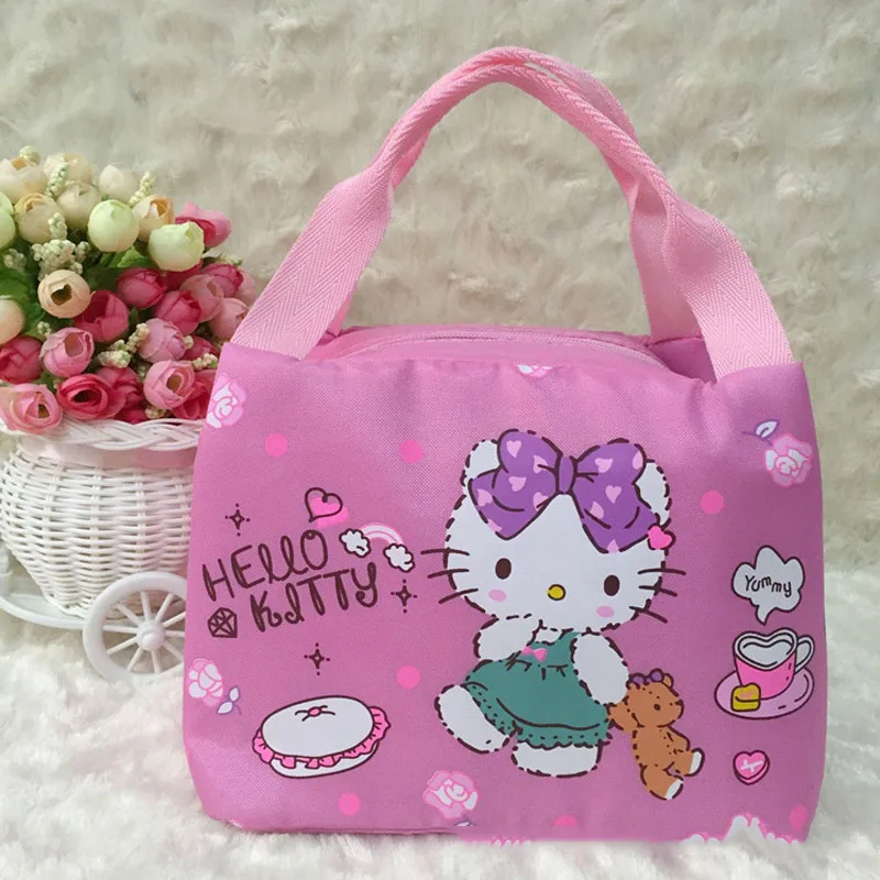 A Hello kitty, милая сумка для ланча, женская, детская, Портативная сумка, для путешествий, отдыха, хранения, много, сумка, свежесть, изоляция, плюшевый рюкзак - Цвет: A