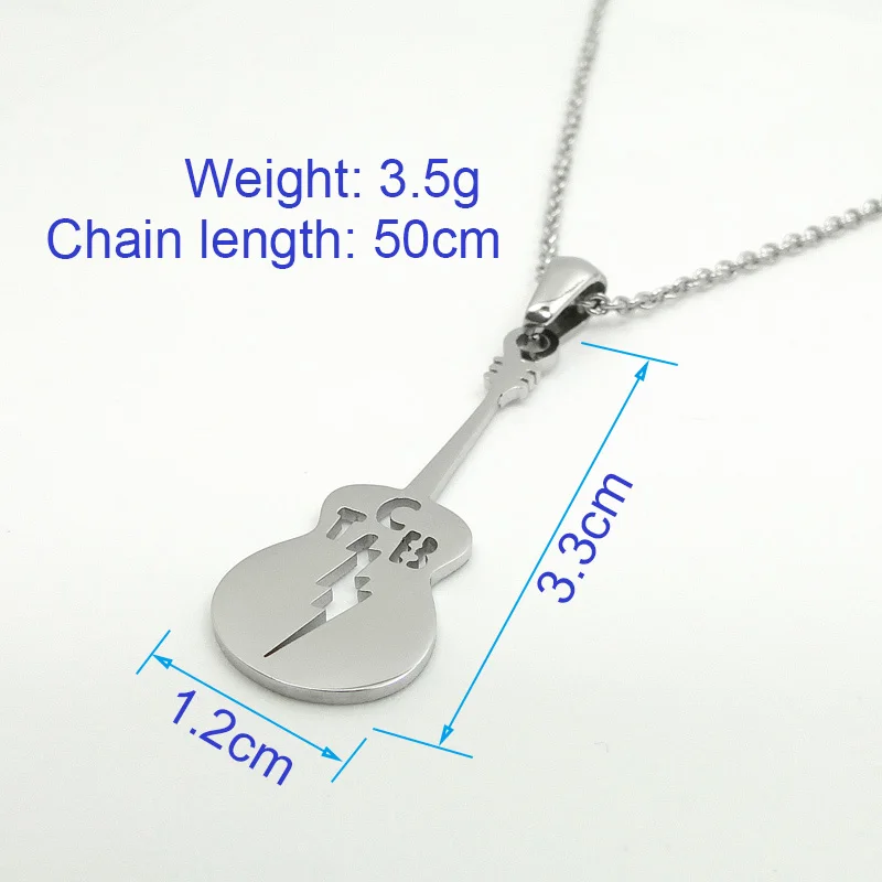 DICARLUN Elvis Stainless Steel Necklace Guitar TCB Lightning Hollow Pendant Link Chain Collar Charm Memorial Jewelry Women Men | Украшения