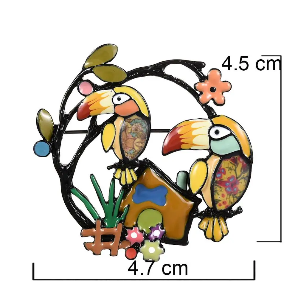 Эмалированная брошь Cring Coco в виде птицы и цветка булавка для женщин мужчин из