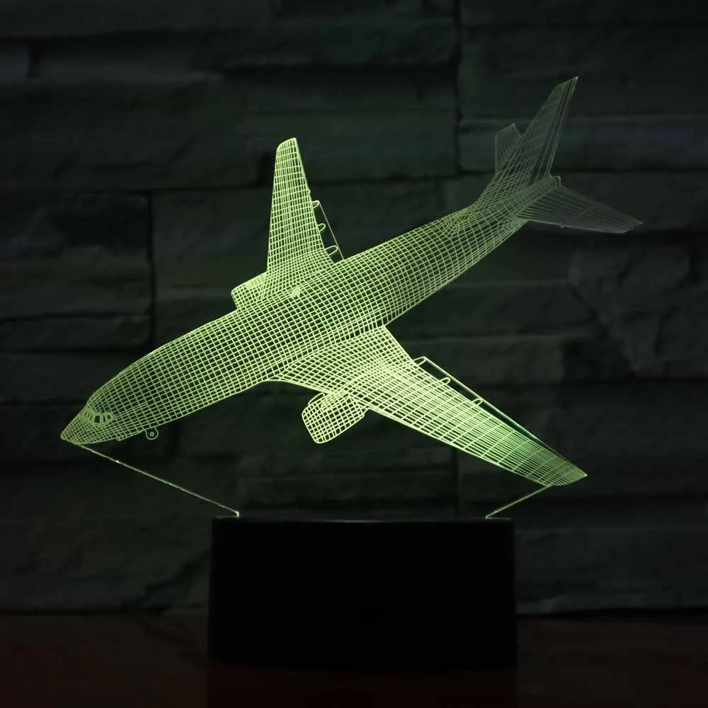 3d ночник в виде самолета цветной светодиодный настольный светильник 7 цветов