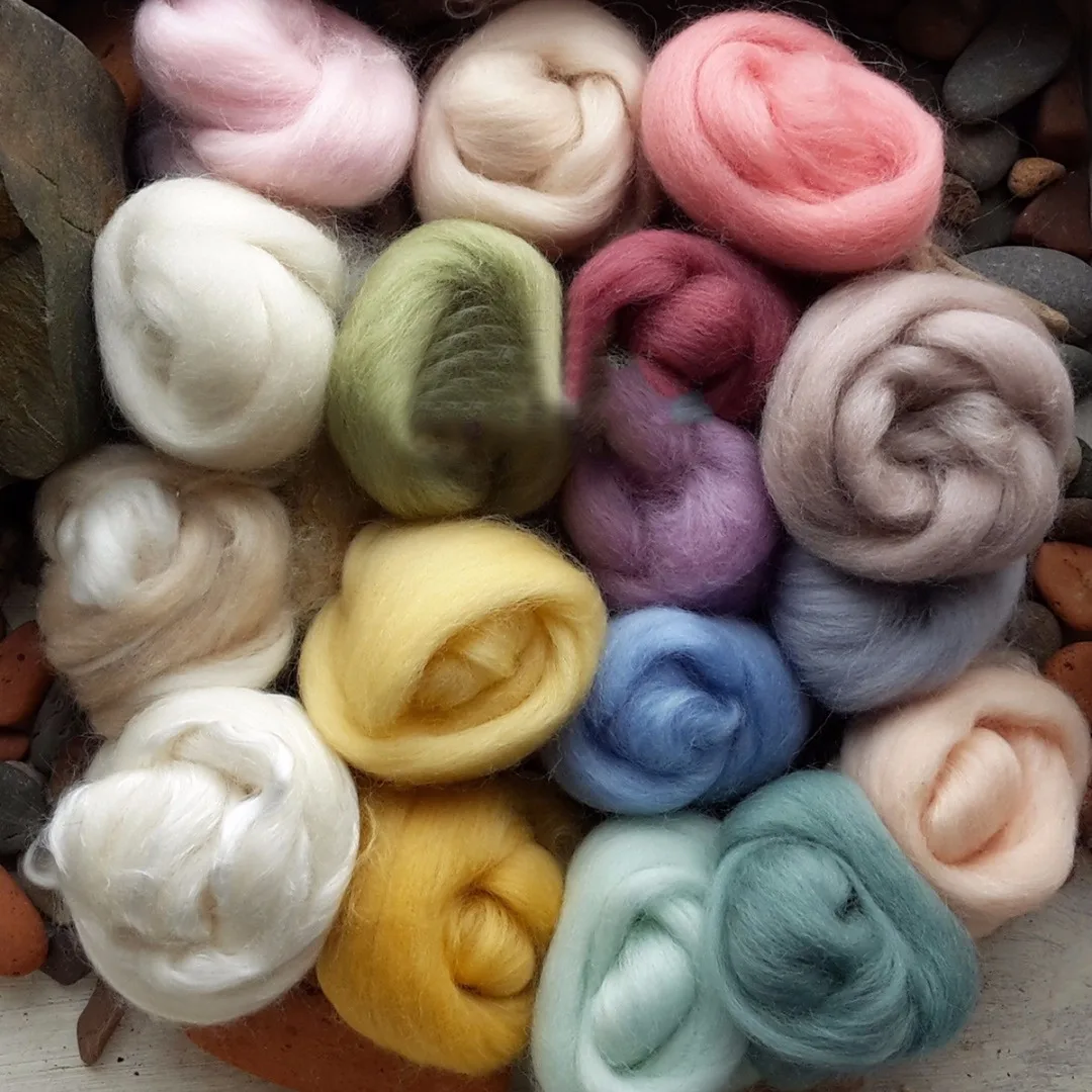 

1 Set 5g 17 Colors Merino Wool Fibre Roving For Needle Felting Hand Spinning New