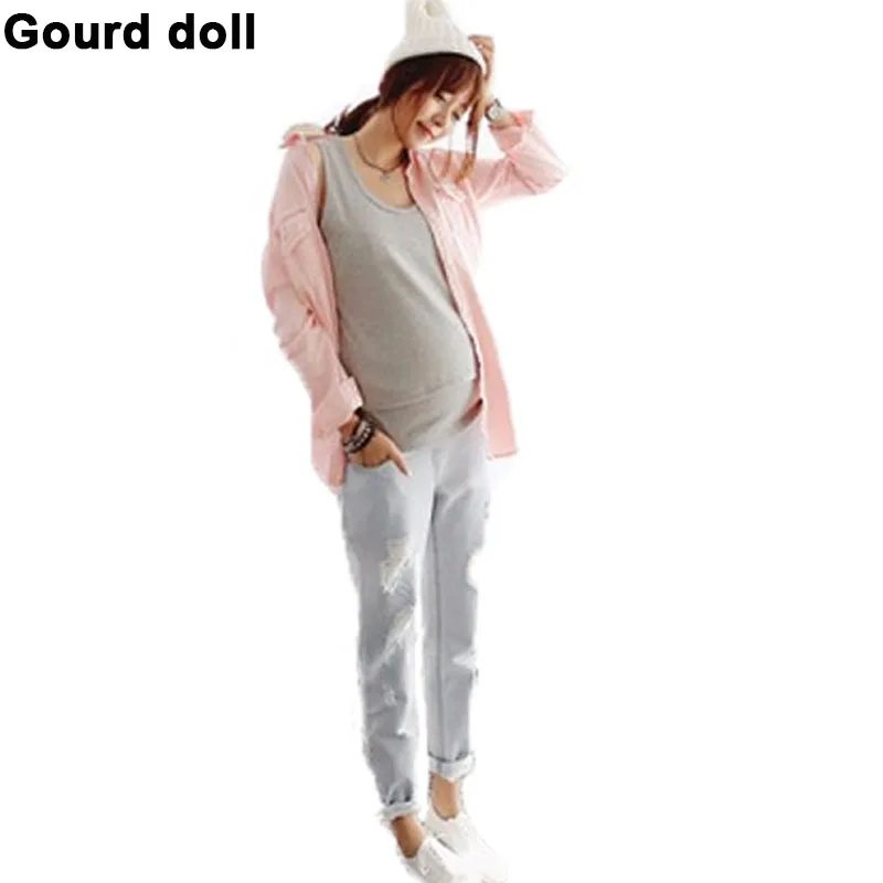 Gourd doll cotton Maternity pregnancy jeans pants for pregnant women Elastic waist jean clothes | Мать и ребенок