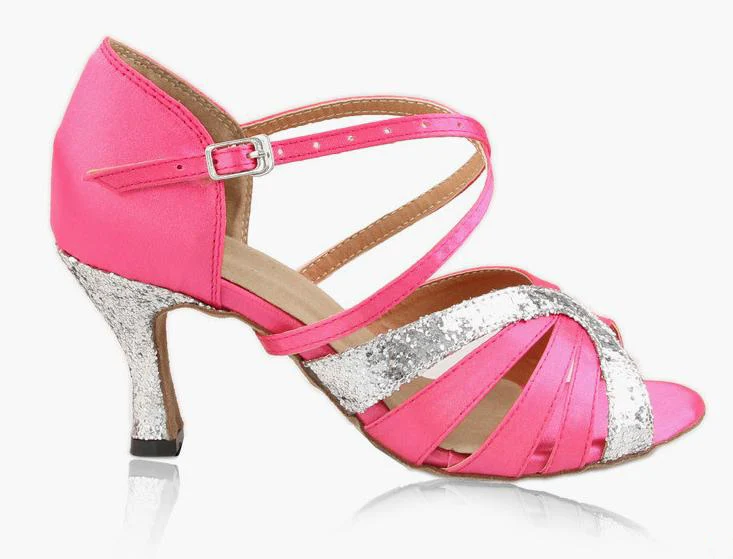 Dileechi серебро Костюмы для латиноамериканских танцев танцевальная обувь атлас Для