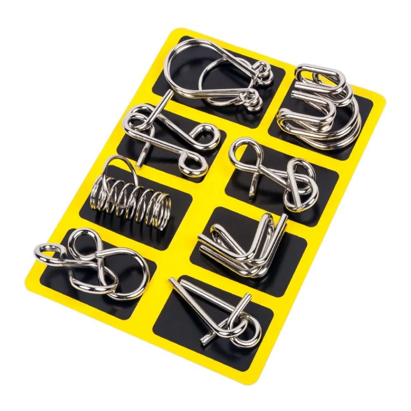 8pcs Chinese 9 Rings Puzzle Buckle Lock Wire Interesting IQ Mind Brain Teaser Puzzles Educational Toys For Kids Adult M | Игрушки и