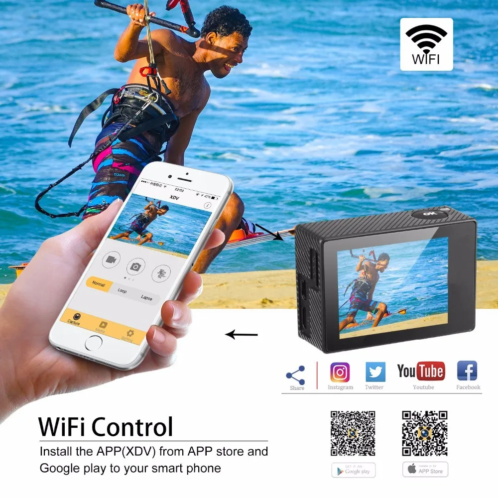 2018 новая Ультра HD 4K wifi (OEM EKEN H9R) Экшн-камера 4k/30fps двойной экран 2 0 LCD go