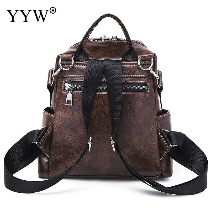 Большой Вместительный кожаный рюкзак, черный рюкзак Mochila Feminina для женщин, повседневные Рюкзаки для путешествий, сумки на плечо для девочек, коричневые