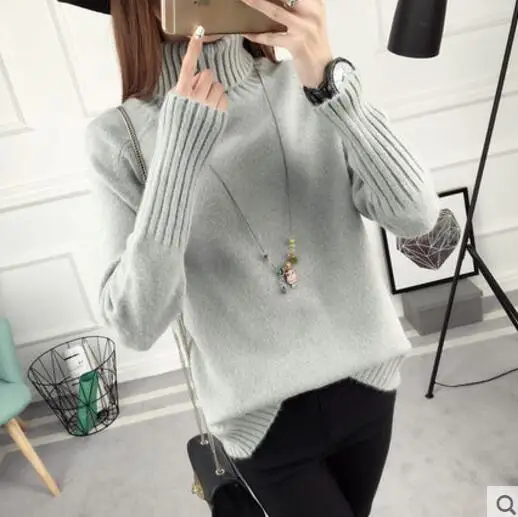 The new loose high-necked pullovers female qiu dong long sleeve joker render more sweaters | Женская одежда