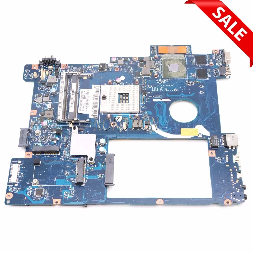 

NOKOTION Laptop Motherboard for lenovo Y570 Intel HM65 NVIDIA N12P-GT1-A1 GT550M ddr3 pga989 Main board PIQY1 LA-6882P
