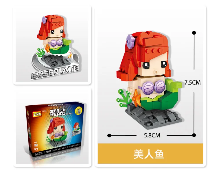 LOZ Mini Blocos Personnage de Dessin Аниме фигурки Sirene En Plastique Assemblee Jouets pour Enfants Briques de|loz mini|mini blocojouets