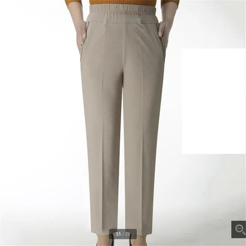 Женские Мешковатые штаны летние эластичные с высокой талией для отдыха прямые