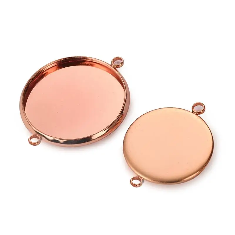 Rose gold 10 шт. 10/12/14/16/18/20/25 мм кабошоны круглые кабошоны Базовые разъемы Камея База оправа гнездо пустой DIY ювелирные изделия для кулон ювелирных изделий - Цвет: Rose gold