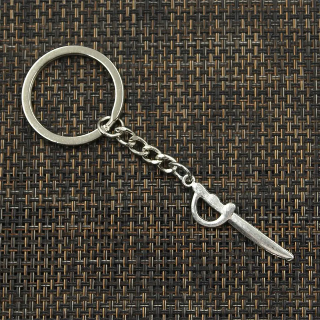 New Fashion Men 30mm Keychain DIY Metal Holder Chain Vintage Sword Fencing 39x10mm Silver Color Pendant Gift | Украшения и