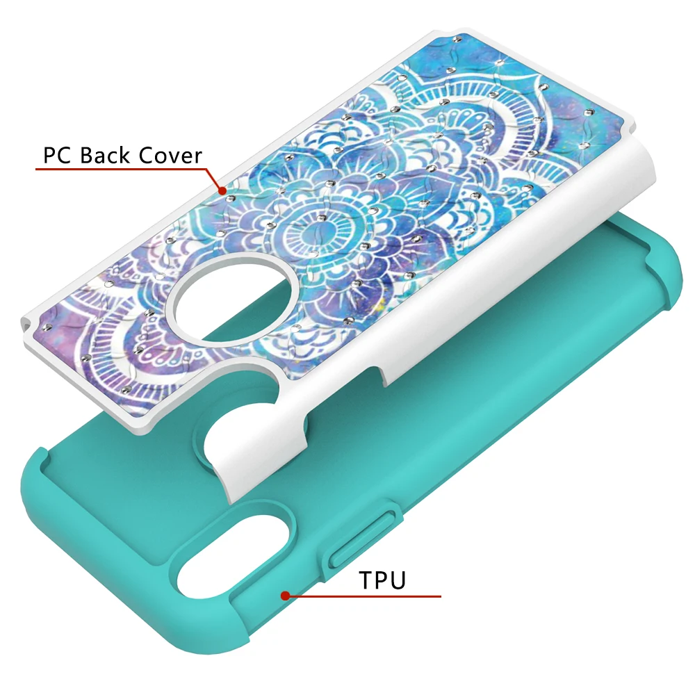 Алмазный чехол для телефона iphone 6 S 7 8 Plus X XR XS Max 10 Funda Мандала Павлин цветок задняя