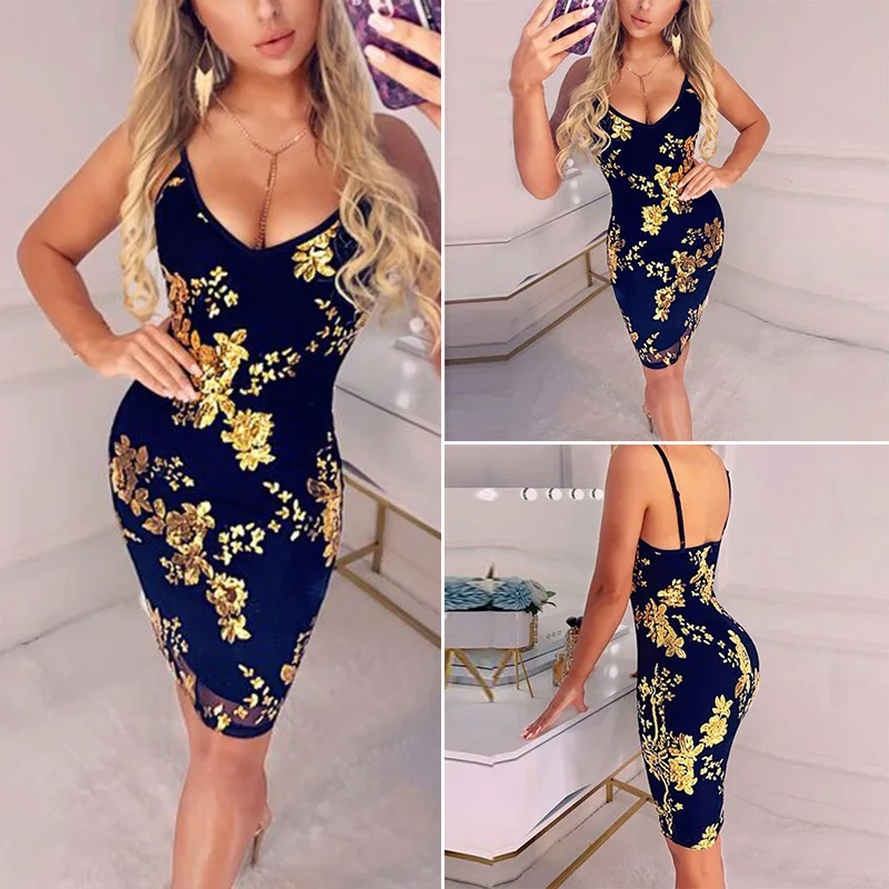 Для женщин Цветочный облегающее Бандажное платье карандаш без рукавов