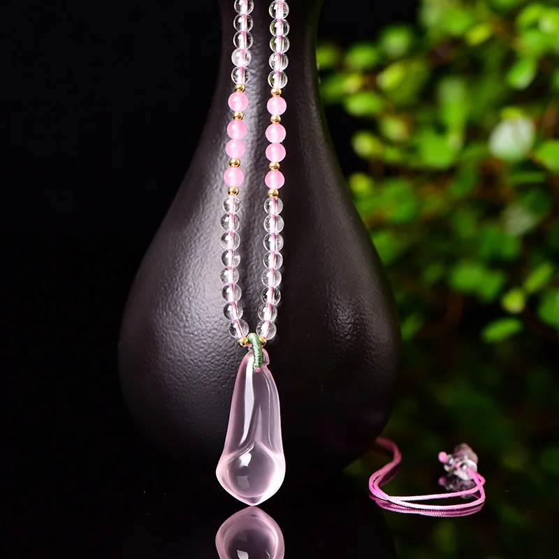 Оптовая продажа розовый кристалл натуральный Подвески ручной работы цветок