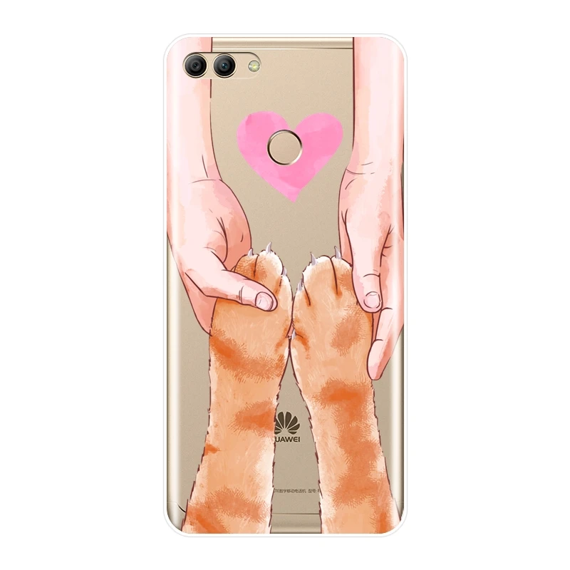 Силиконовый чехол для телефона huawei Y3 Y5 Y6 II Y7 Pro Heart Cat Kawaii мягкая задняя крышка Prime