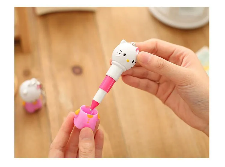 1 шт hello kitty выдвижная ручка мультяшная супер Очаровательная hello kitty Выдвижная шариковая ручка 0,5 мм синие Бусины
