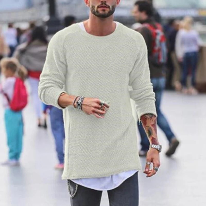 Moomphya Crew Neck Mens Slim Fit Pullover Long Sleeve O Knitted Sweater Tops Solid color hip hop streetwear men sweater | Мужская одежда