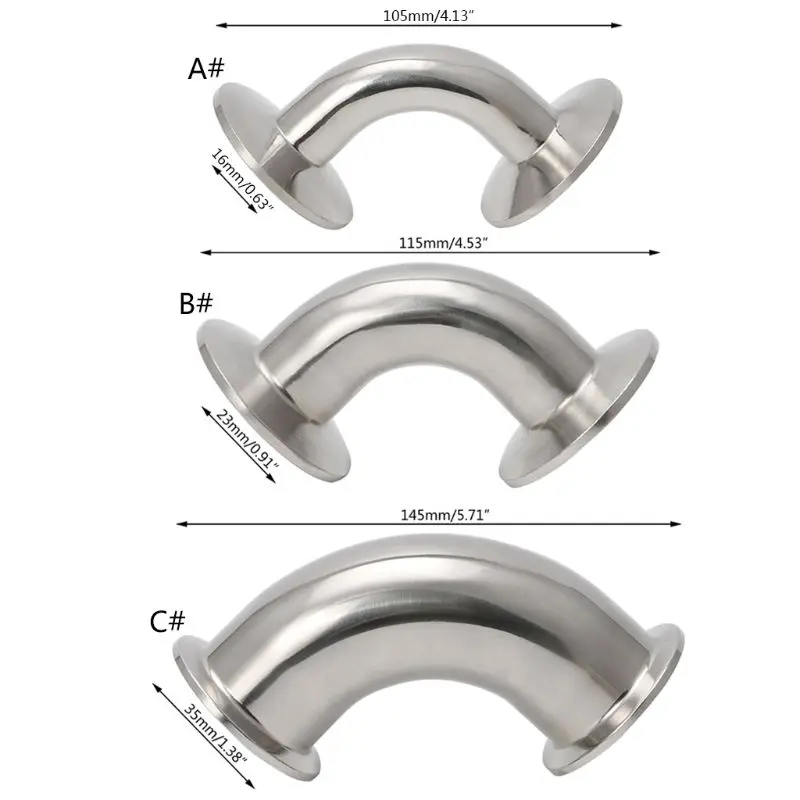 

1PC Stainless Steel Tri Clamp Ferrule Sanitary 90 Degree Elbow Pipe For Homebrew Diary Products D12mm/23mm/35mm
