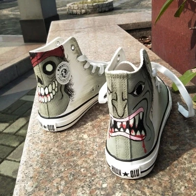 2018 Весенняя Новинка хип хоп обувь граффити старый гримаса высокие туфли из