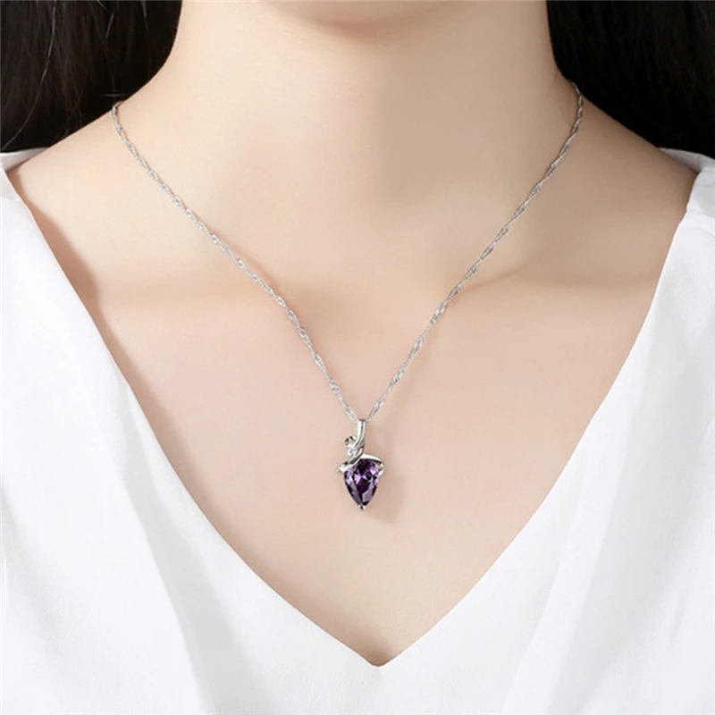 Очаровательное ожерелье с подвесками в виде 3 вида цветов груши и фиолетового