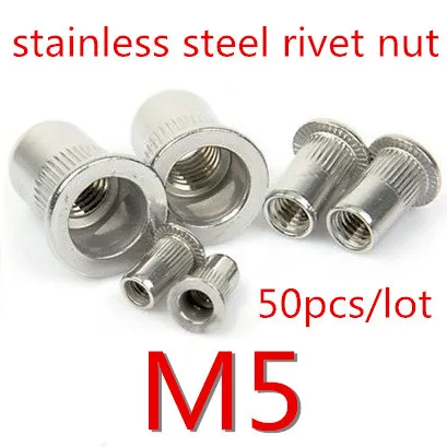 

50PCS/LOT M5 Stainless Steel Rivet Nut for m5 bolt insert nut (High Quality)