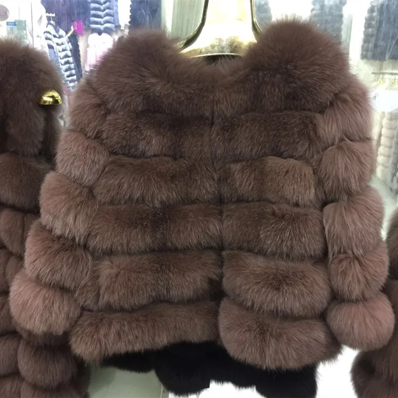 Women Warm Real Fox Fur Coat Short Winter Fur Jacket Outerwear Natural Blue Fox Fur Coats for Women