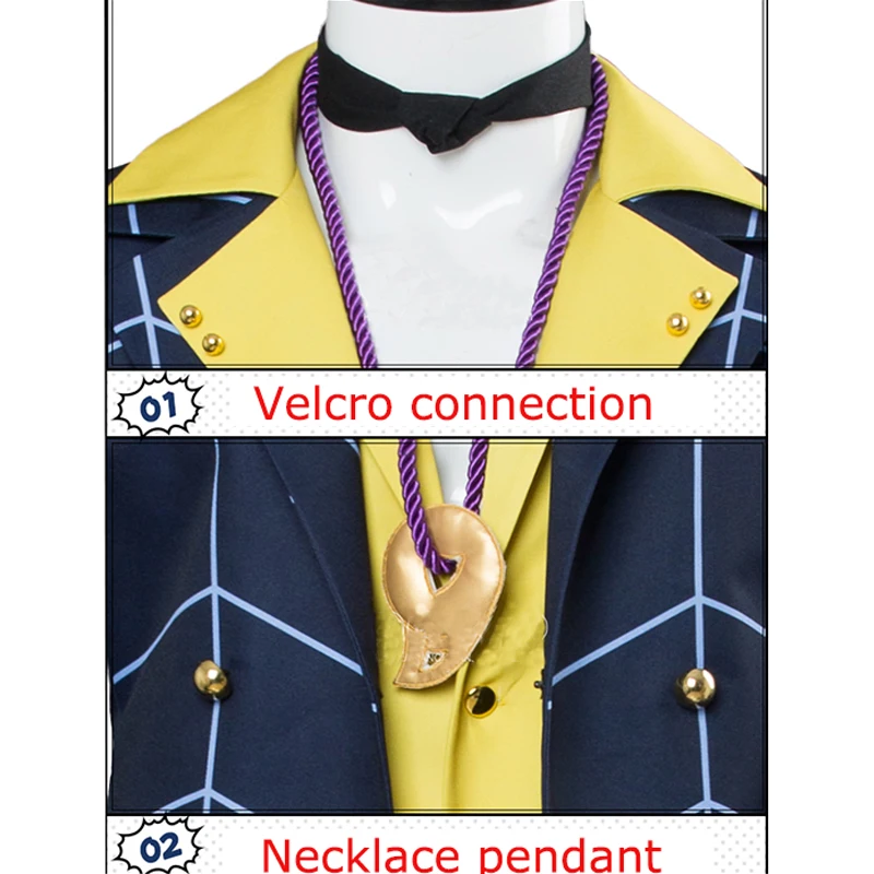 ROLECOS аниме JoJo Необычные Приключения Косплей Костюм PASSIONE Prosciutto косплей костюм темно-синие костюмы для мужчин Косплей Костюм