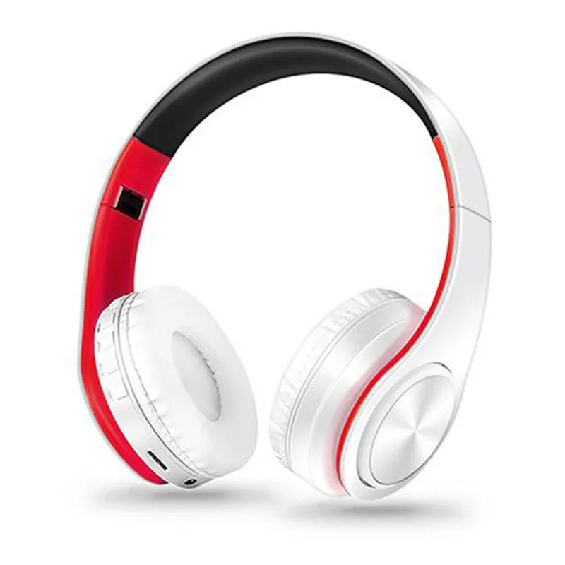 White Red Портативные беспроводные наушники Bluetooth гарнитура стерео наушники складывающиеся наушники Bluetooth с микрофоном наушники для мобильного телефона - Цвет: White Red
